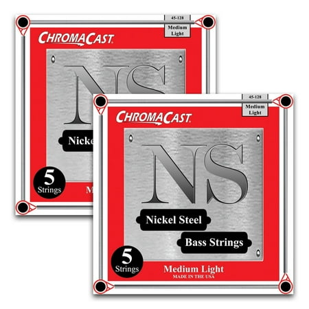 ChromaCast Nickel Steel 5-String Bass Guitar Strings, Medium Light Gauge(45-128), 2 Pack