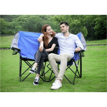Ozark Trail Two Person Conversation Steel Outdoor Camping Quad Chair, Love Seat