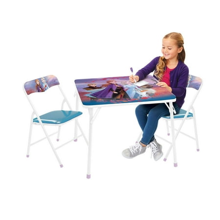 Disney Frozen 2 Kids Erasable Activity Table Includes 2 Chairs with Safety Lock, Non-Skid Rubber Feet & Padded Seats