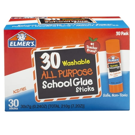 Elmer's Glue Stick Classroom pk, 0.24 oz, Clear, pk of 30