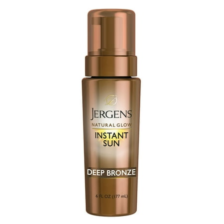 Jergens Natural Glow Instant Sun Sunless Tanning Mousse, Self Tanner Deep Bronze Tan, 6 oz