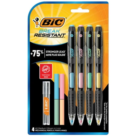 BIC Break Resistant Mechanical Pencil, 0.7 mm, 4 Count