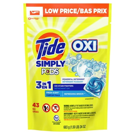 Tide Simply Pods Laundry Detergent Soap Packs, Refreshing Breeze, 43 Ct