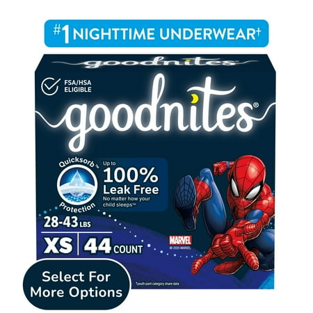 Goodnites Bedwetting Underwear for Boys, XS (28-43 lbs), 44 Ct (Select for More)