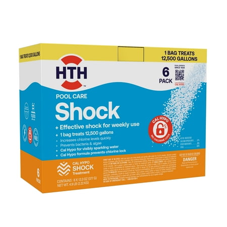 HTH Pool Care Shock for Swimming Pools, Granules, 6 Pack, 13.3 oz