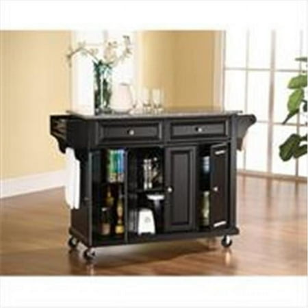 Crosley Furniture Stainless Steel/Wood Kitchen Cart in Black/Gray