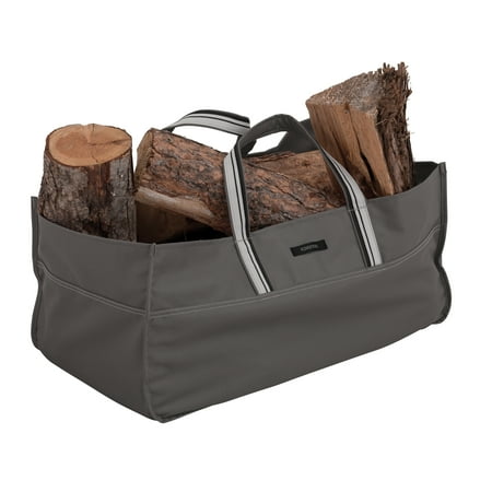 Classic Accessories Ravenna Jumbo Fireplace Firewood Log Carrier, Dark Taupe