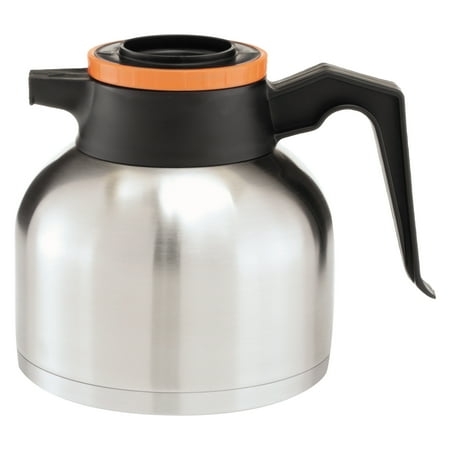 BUNN 1.9 Liter Thermal Carafe, Stainless Steel/ Black and Orange (Decaf)