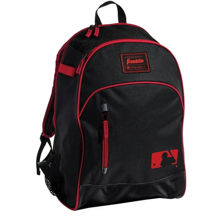 Franklin Sports MLB Youth Baseball Batpack Bag, Black/Red