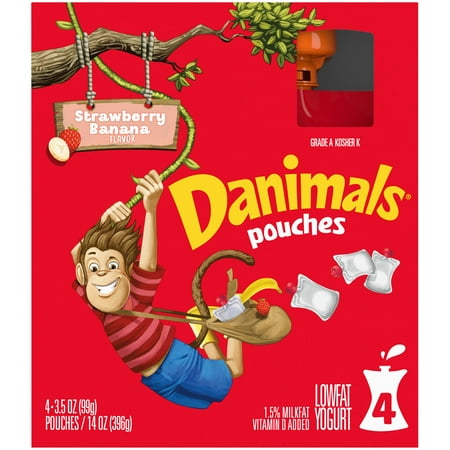 Danimals Swingin’ Strawberry Banana Squeezable Yogurt, 3.5 Oz. Pouches ...