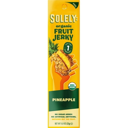 Solely Organic Pineapple Fruit Jerky - Organic Fruit Snack, Fruit Bar Made From Dried Fruit - Healthy Snacks, Vegan - 0.8 oz, 1 Piece