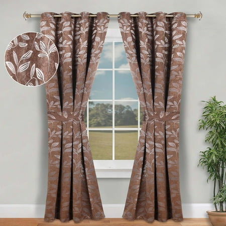 Superior Leaves Blackout Curtains, Set of 2, 46" X 96", Cooper