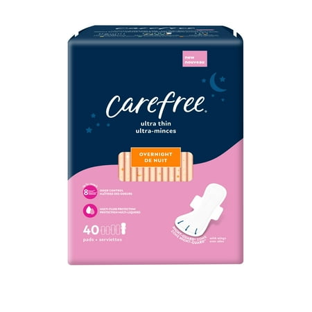 Carefree Ultra Thin Overnight Pads with Wings -40ct