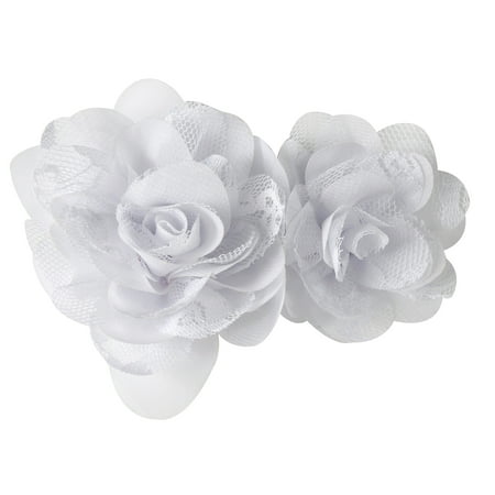 Offray White 4 1/2u0022 Handmade Chiffon Flower with Lace Applique, 1 Each