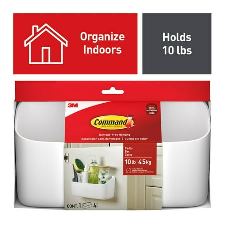 Command Heavyweight Large Caddy, Hangs up to 10lbs, White, Home Organizer, 1 Caddy