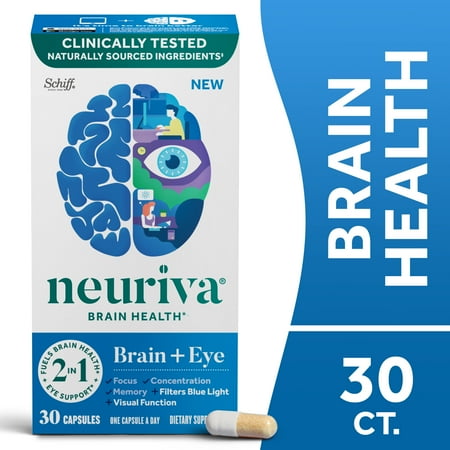Neuriva Brain + Eye Health Supplement, Support for Brain Health & Eye Support, 30ct Capsules
