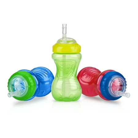 Nuby Easy Grip Soft Straw Sippy Cup, Multicolor, 10 fl oz, 3 Count