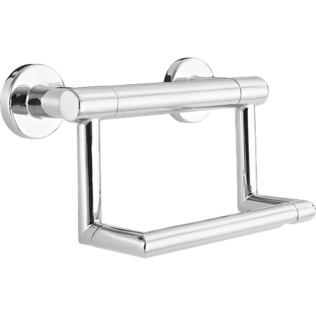 Decor Assist Contemporary Double Post Toilet Paper Holder with Assist Bar in Chrome