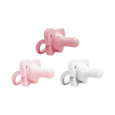 Dr. Brown's HappyPaci 100% Silicone Baby Pacifier 0-6m, BPA Free, White, Pink, Light Pink, 3 Pack