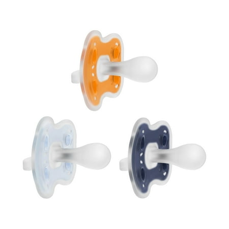 Dr. Brown's Advantage One-Piece Silicone Baby Pacifier, Fully Symmetrical Soother, Blue, 6-18m, BPA Free, 3 Pack
