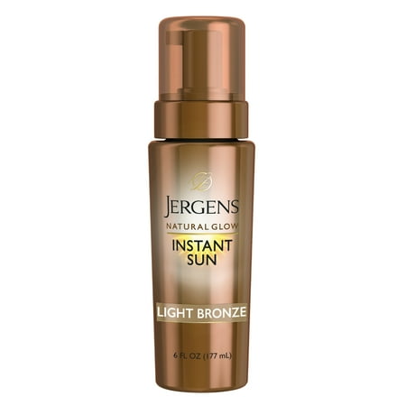 Jergens Natural Glow Instant Sun Sunless Self Tanning Mousse Tropical Scent, Light Bronze, 6 oz