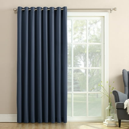 Sun Zero Bartlett Grommet Room Darkening Extra Wide Patio Curtain Panel, 100"x84", Navy Blue