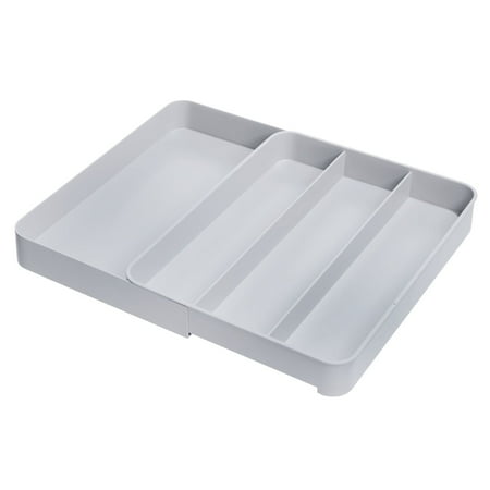 iDESIGN Eco Recycled Plastic Expandable Drawer Organizer Utensil Tray Gray: Kitchen Storage, Hand Wash, 15"x12"x2"
