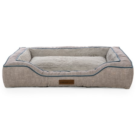 Vibrant Life Bolstered Bliss Mattress Edition Dog Bed, Large, 36u0022x26u0022, Up to 70lbs