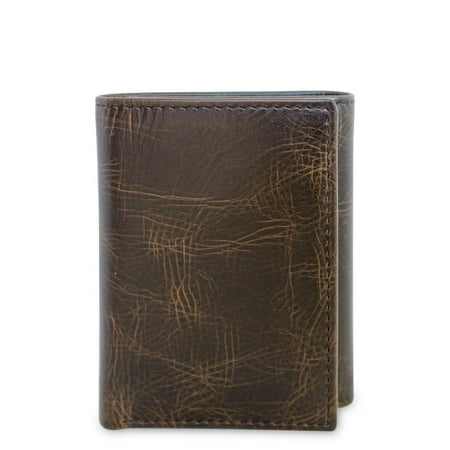 George Mens Genuine American Bison Leather Trifold Wallet
