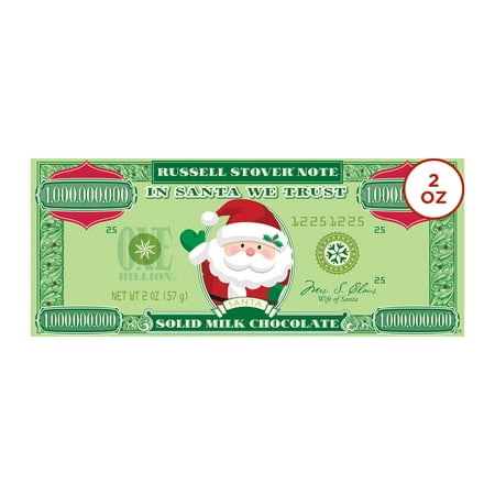 RUSSELL STOVER Christmas Santa Solid Milk Chocolate Money Bar, 2 oz.