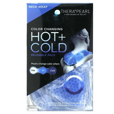 TheraPearl Color Changing Neck Wrap, Reusable Hot Cold Therapy Pack with Gel Beads, Best Ice Pack for Neck Pain, Flexible Hot and Cold Compress for Neck Spasms, Stress Relief, Pain Relief, & Swelling