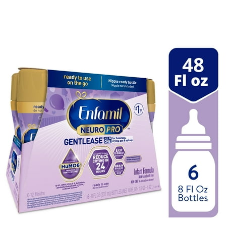 Enfamil NeuroPro Gentlease Liquid Baby Formula, for Premium Digestive Support, 8 fl oz Bottle, 6 Count
