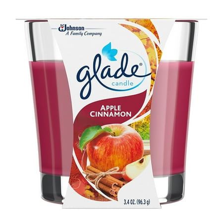 Glade Scented Candle Jar, Apple Cinnamon, Fragrance Infused with Essential Oils, 3.4 oz, 96 g