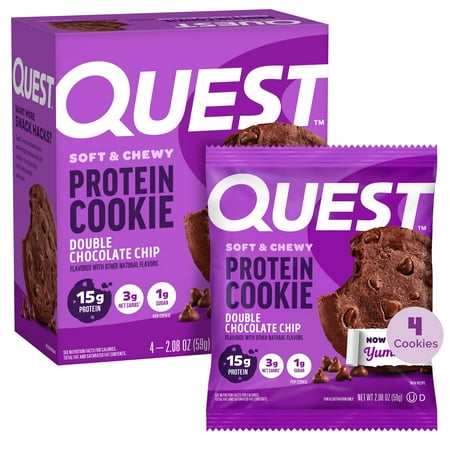 Quest Soft & Chewy Protein Cookie, High Protein, Double Chocolate Chip, 4 Count