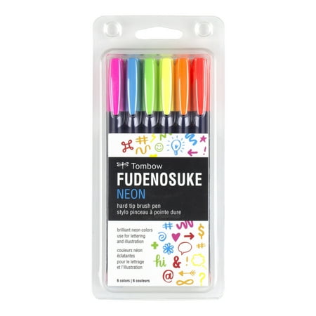 Tombow Fudenosuke 6PK Neon Color Brush Pen Set