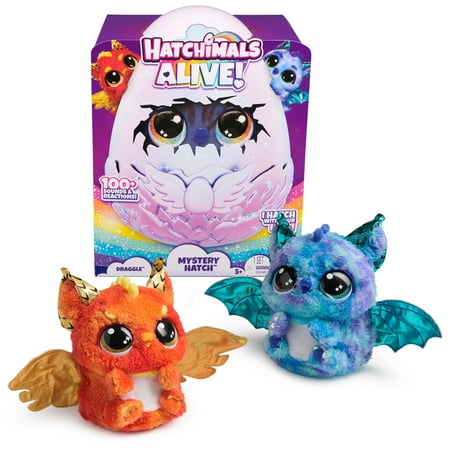 Hatchimals Alive, Mystery Hatch 6.5-inch Draggle Electronic Pet with Mist, Lights & Sounds (Styles Vary)