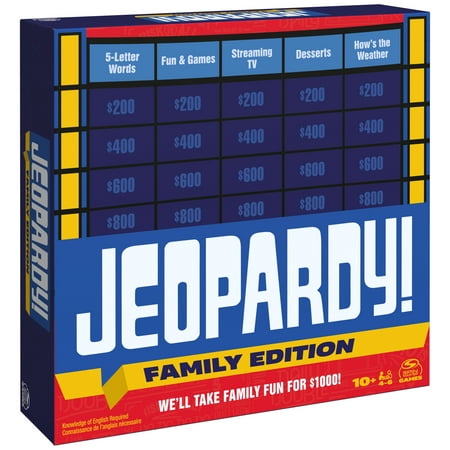 Spin Master Games Jeopardy! Family Edition Board Game Trivia Games Board Games for Family Night Fun Games for Game Night, for Adults and Kids Ages 10
