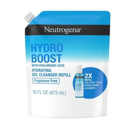 Neutrogena Hydro Boost Fragrance-Free Face Wash, Gel Facial Cleanser, Refill, 16 oz