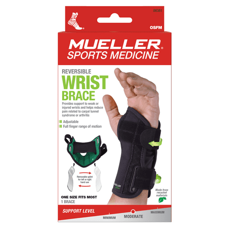 Mueller Green Reversible Wrist Brace, One Size Fits Most, Black