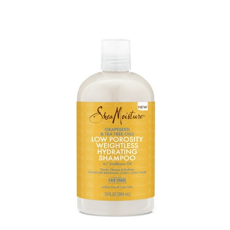 SheaMoisture Grapeseed Oil & Tea Tree Oils, Low Porosity Weightless Hydrating Shampoo, 13 fl oz (384 ml)