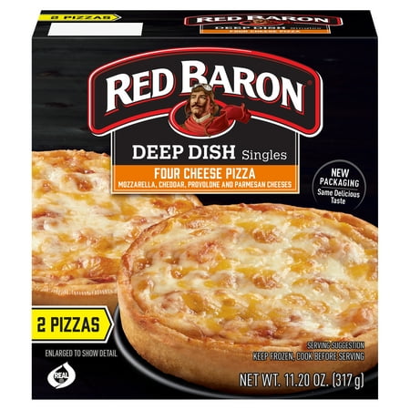 Red Baron Deep Dish Four Cheese Frozen Pizza 2 Count 11.2oz
