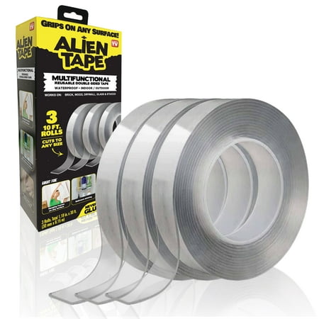 Alien Tape Double Sided Tape 3 Rolls Heavy Duty Nano Mounting Tape Two Sided Clear 1.18 in x 10 ft