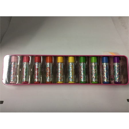 Lip Smackers (1) 10pc Lip Balm Tin Set - Holiday Limited Edition Vault with Holographic Labels - 12.25 W x 3 L x 1.5 H