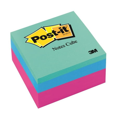 Post-it Original Cubes, 3" x 3", Aqua Wave Collection, 400 Sheets Per Cube