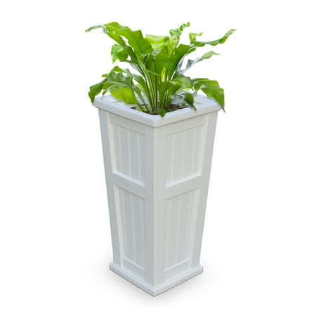 Mayne Cape Cod 32 in. Tall Self-Watering White Polyethylene Planter