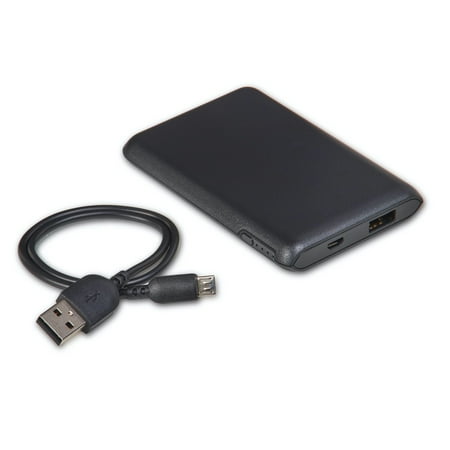 onn. 4,000 mAh Portable Battery, Micro-USB and USB ports, Black