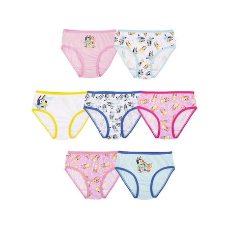 Bluey Girls Cotton Brief Character Underwear, 7-Pack, Size 4-6