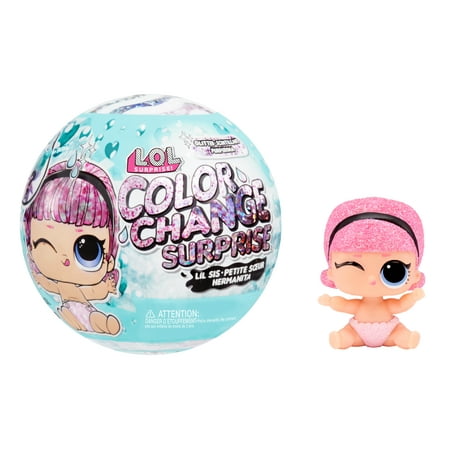 LOL Surprise Glitter Color Change™ Lil Sis with 5 Surprises Including a Collectible Doll, Sparkly Fashions, and Accessories – Great Gift for Kids Ages 4+