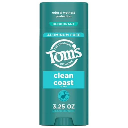 Tom’s of Maine Clean Coast Natural Deodorant, Aluminum Free, Odor & Wetness Protection, 3.25 oz