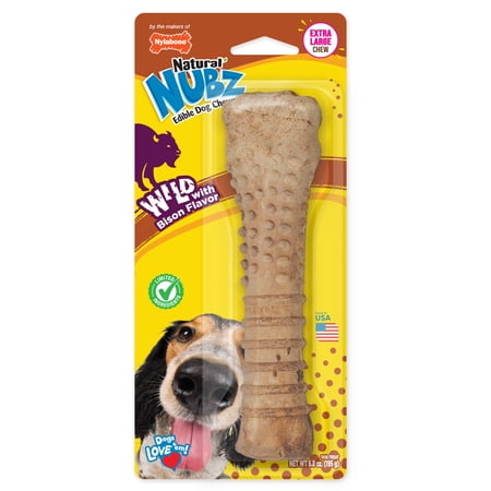 Nylabone Nubz Wild Dog Treats for Large Dogs, Bison Flavor Dog Bones, X-Large - 50+ lbs., 4 Count